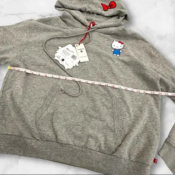 Levi's x Hello Kitty Women's Grey Hoodie Sweatshirt Medium M NWT - Picture 3 of 6